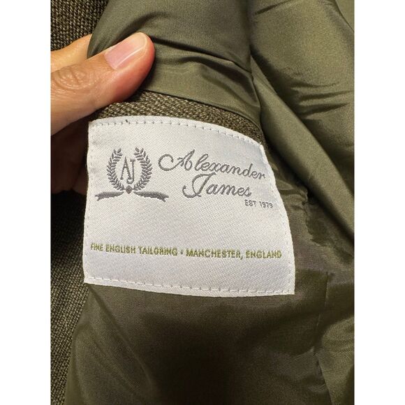 ALEXANDER JAMES Men's Tweed Jacket, Olive Green, Sz 40 - Picture 9 of 10